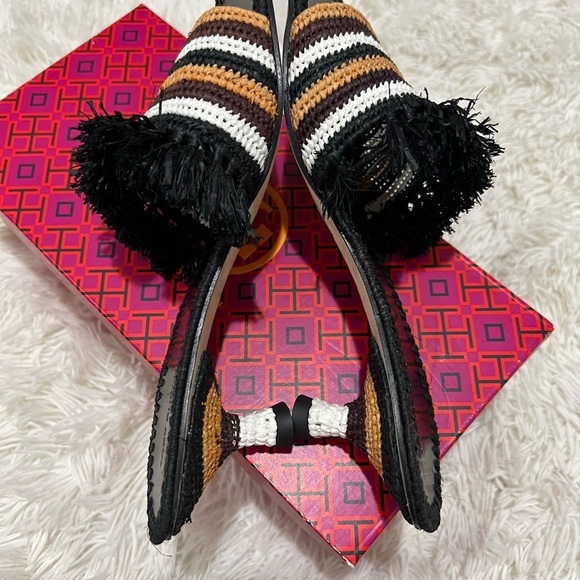 Tory Burch Eleanor Raffia Kitten Heel Sandals - Size 8 - NEW - Picture 3 of 7